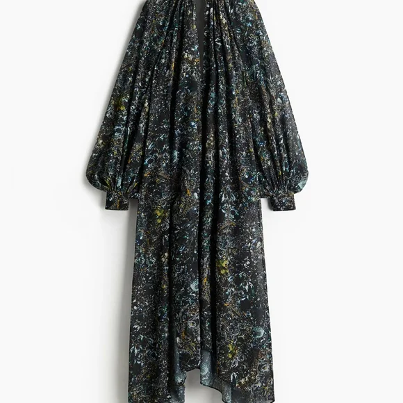 H&M Studio Collection SS 2025 patterned chiffon dress Maxi  Black/jewelry  Bnwt - Picture 4 of 11